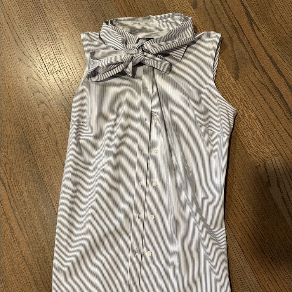 Sleeveless Striped Top with Bow Detail